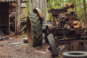Abandoned rusty tractor