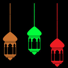 three model of Lantern, at black background