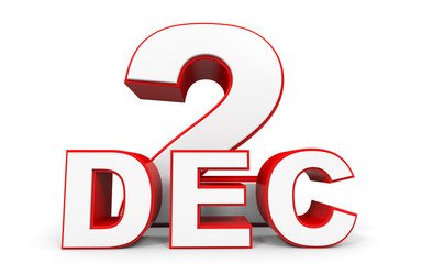 December 2. 3d text on white background.