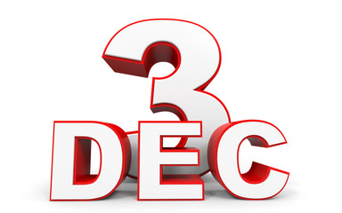 December 3. 3d text on white background.