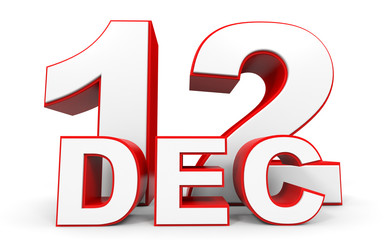 December 12. 3d text on white background.