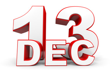 December 13. 3d text on white background.