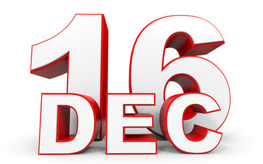 December 16. 3d text on white background.