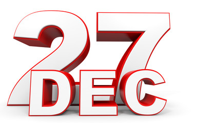 December 27. 3d text on white background.