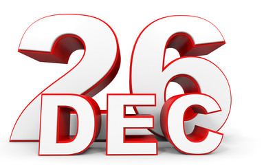 December 26. 3d text on white background.
