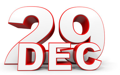 December 29. 3d text on white background.