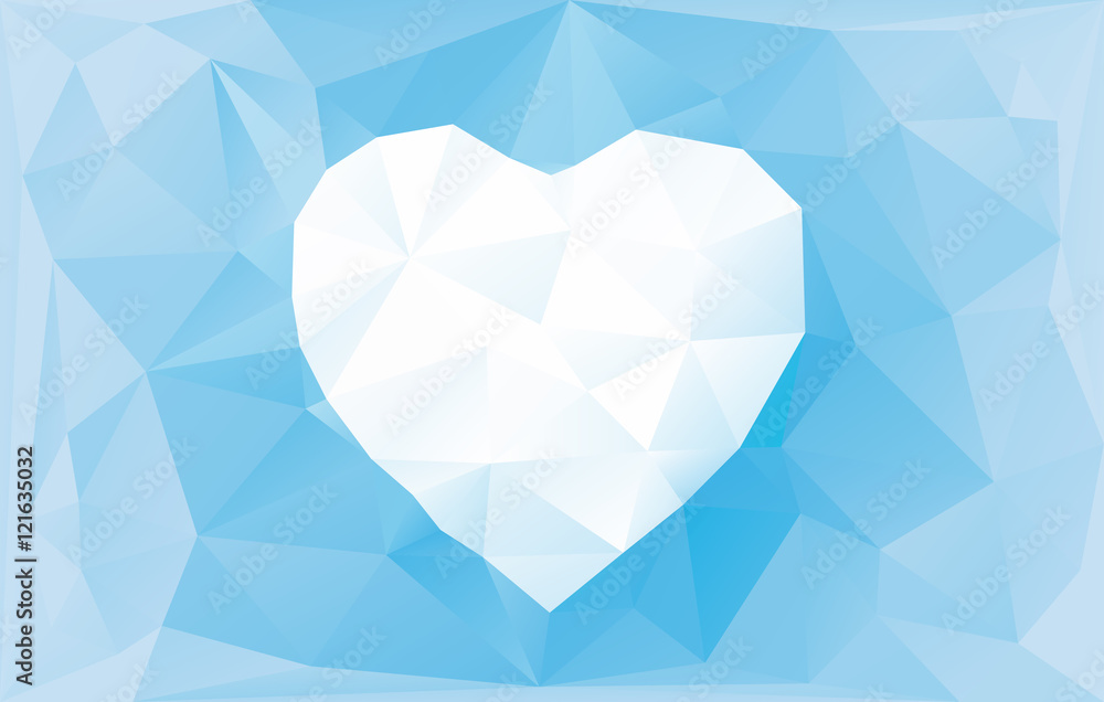 Poster heart and abstract vector background with triangles