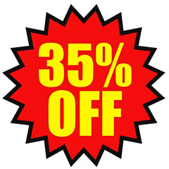 Discount 35 percent off. 3D illustration on white background.