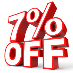 Discount 7 percent off. 3D illustration on white background.