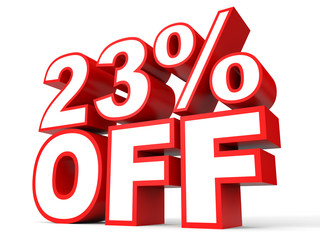 Discount 23 percent off. 3D illustration on white background.