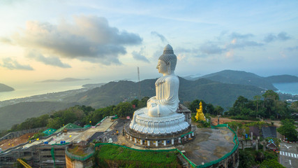 Beautiful Phuket's big Buddha in rainy season