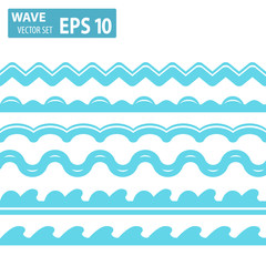 Vector blue wave icons set on white background