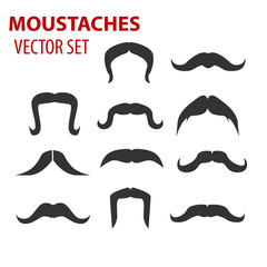 Mustaches vector set, creative illustration isolated on white
