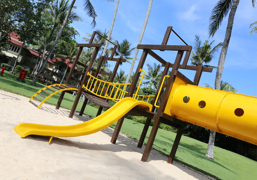 colorful playground at a tropical resort