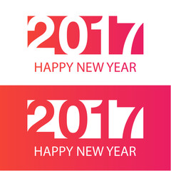 Happy New Year 2017 Text Design vector with trend red-pink gradient. Anniversary monogram, numbers twenty, seventy.