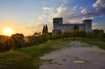 Narni (Italy) - A suggestive medieval town with great castle, in Umbria region - The castle at sunset