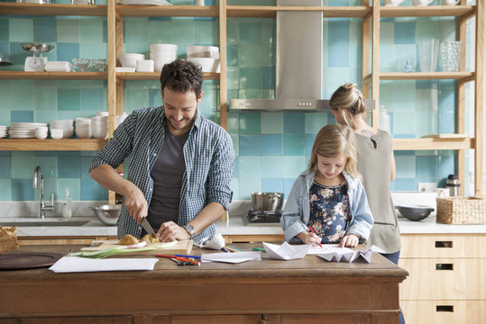 Happy family in kitchen