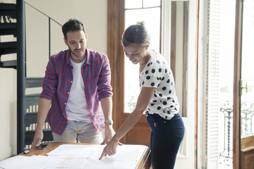 Colleagues collaborating on project