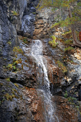 Obraz premium Waterfall in the jungle of the Dominican Republic. Samana Peninsula. photo toned.