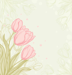 Romantic vector background with tulips