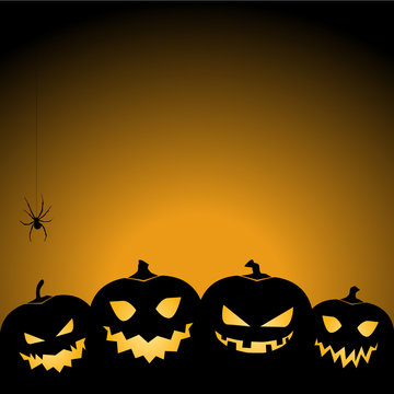 Halloween pumpkin Jack O Lantern background / card / invitation - vector illustration eps10 