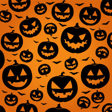 Jack O Lantern Silhouette Background / Halloween Pumpkin Wallpaper - vector illustration eps10