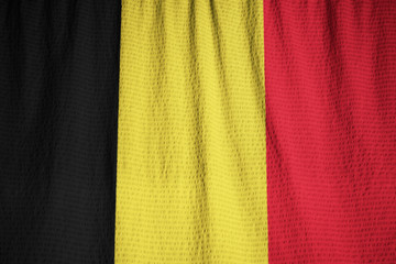 Closeup of Ruffled Belgium Flag, Belgium Flag Blowing in Wind