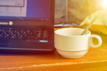 Tea cup on desks in the office