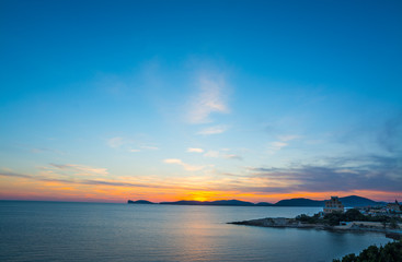 clear sky over Alghero at sunset