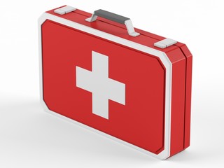 Obraz premium First aid box on a white background.