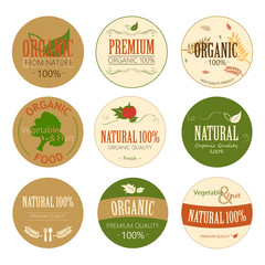 Set of Fresh Organic Label and Element. Nature label.