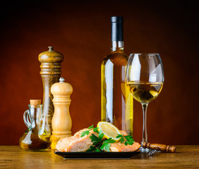 White Wine with Cooked Fish and Spices