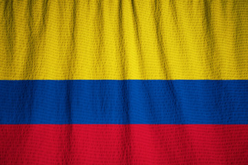Closeup of Ruffled Colombia Flag, Colombia Flag Blowing in Wind