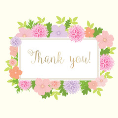 Thank You Card With Floral Frame - vector eps10