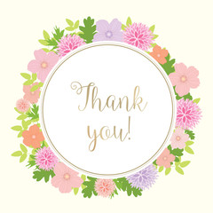 Thank You Card With Floral Frame - vector eps10