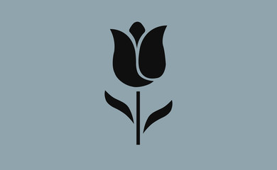 Vector tulip icon on flat background
