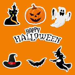 Set of stickers for the holiday Halloween. A variety of labels. Happy Halloween.
