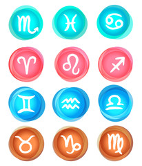 Watercolor zodiac icon set, sign