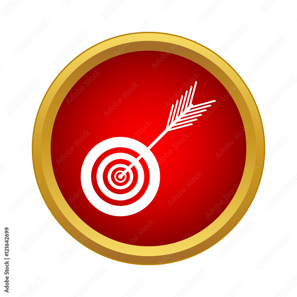 Poster target and arrow icon in simple style on a white background