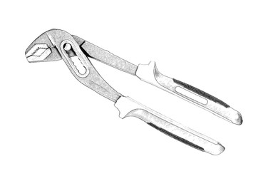 wrench with a black handle.