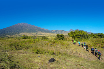 A group of mountaineers Rinjani Lombok Indonesia