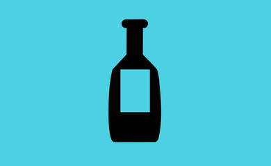 Vector wine bottle on flat background