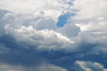 cirrus clouds on a colorful sky during sunset. photo toned 
