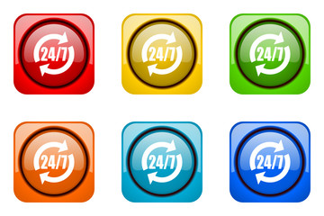 Modern web design colorful glossy 24h vector icons 