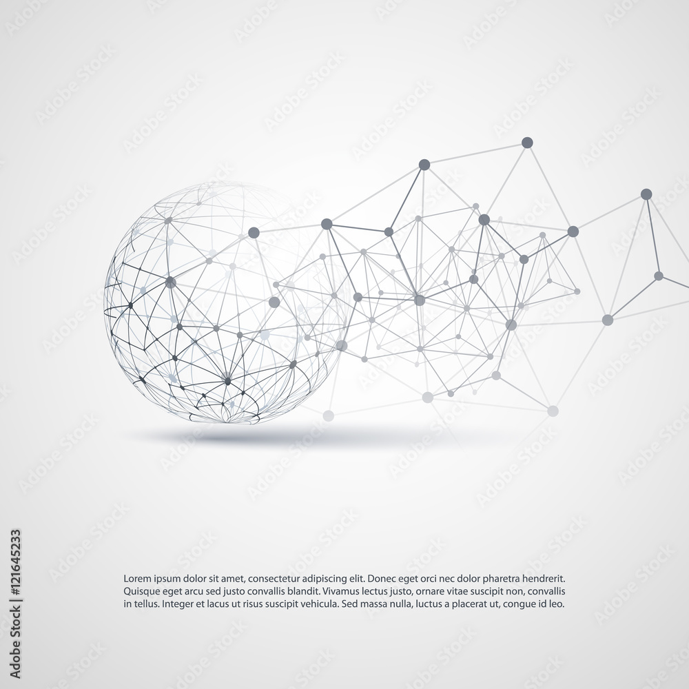 Poster abstract cloud computing and network connections concept design with transparent geometric mesh, wir