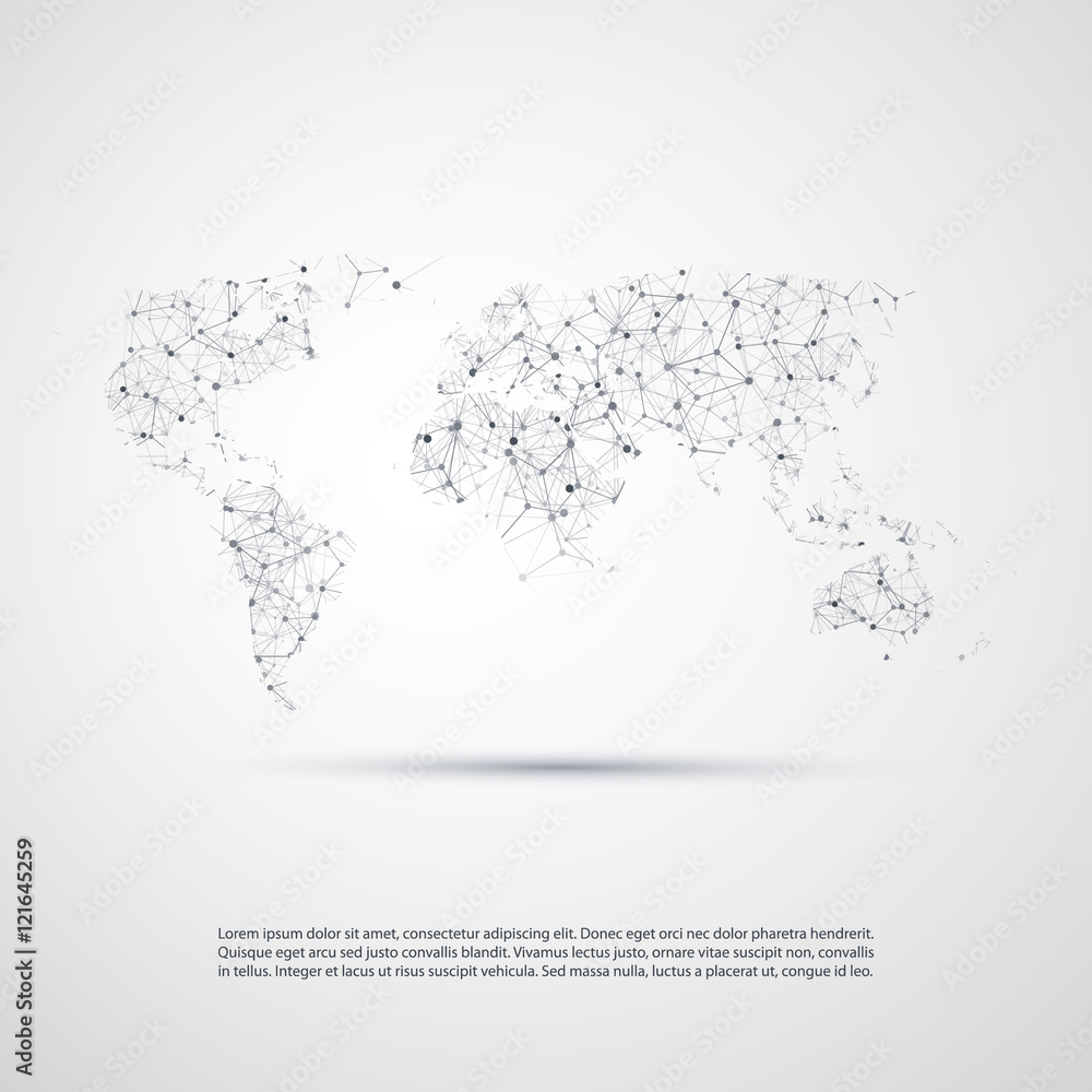 Poster abstract cloud computing and network connections concept design with world map - illustration in edi