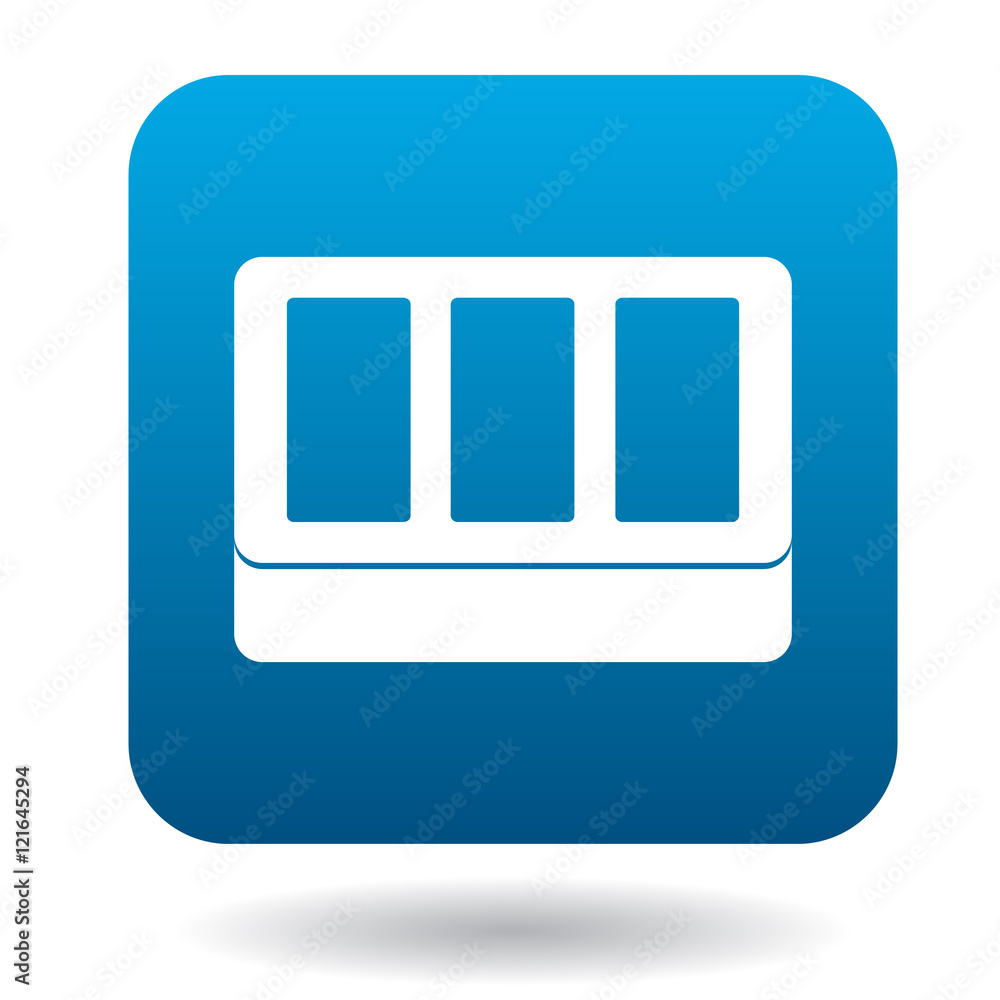 Poster windows in house icon in simple style in blue square. building symbol