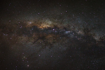 Panorama Milky Way galaxy, Long exposure photograph, with grain.
