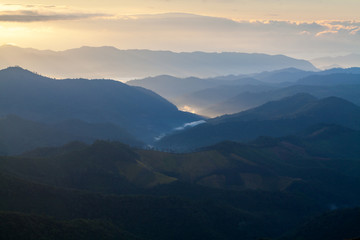 Morning sunrise at Phu chi phur viewpoint ,Mae Hong Son Northern