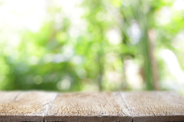 Fototapeta premium Outdoor Wooden table view